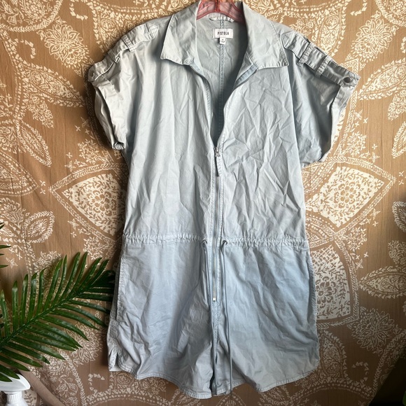 Pistola Meg Front Zip Romper in Sky Blue - Picture 3 of 7